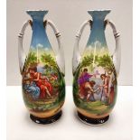 Pair of Victoria crown ceramic vases, small chip off rim.