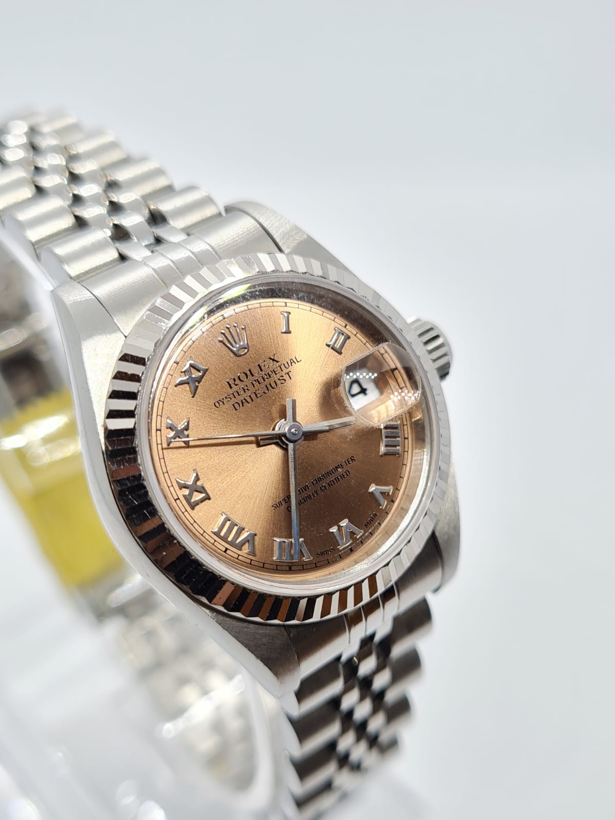 ROLEX Datejust ladies watch, rose gold face and steel strap, 22mm case 1997 comes with original - Image 7 of 19