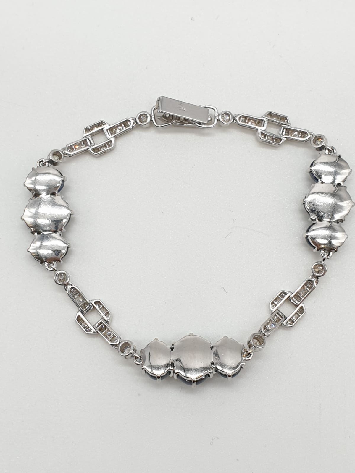 Sapphire and diamond bracelet set in 18ct white gold, weight 15.53g and 19.5cm long approx. Bigger - Image 5 of 7