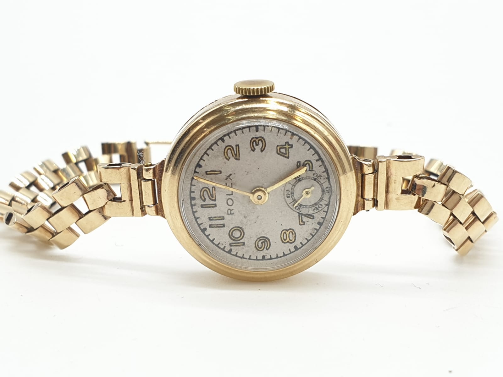 18ct gold Tudor vintage ladies watch, diamonds on each side of face, comes with safety chain and - Image 11 of 21