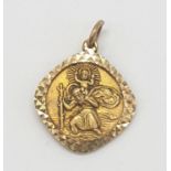 Unusual 9ct gold St Christopher pendant, weight 3.1g