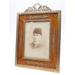 A large Antique Russian 14k gold photo frame with silver back stand, 16.5 x 24.5cm approx