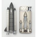 Vintage pair of rocket themed lighters