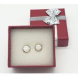 Silver and opal set circular earrings, boxed