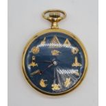 Omega Masonic Pocket Watch with rare Blue face, full working order