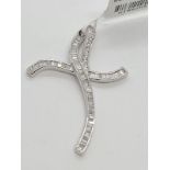 18CT WHITE GOLD DIAMOND SET CROSS, WEIGHT 2.2g AND 38MM LONG APPROX