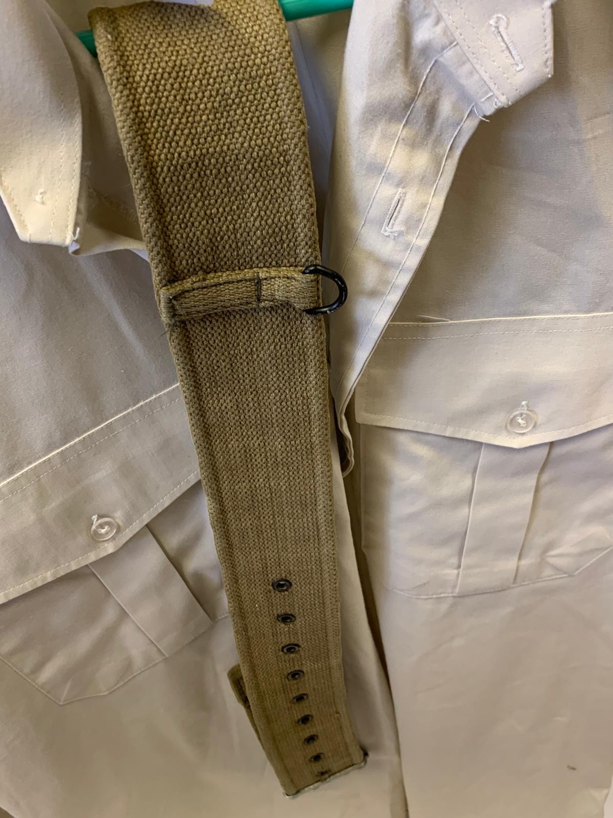 Queen regimental army issued shirt with khaki webbing belt - Image 3 of 4