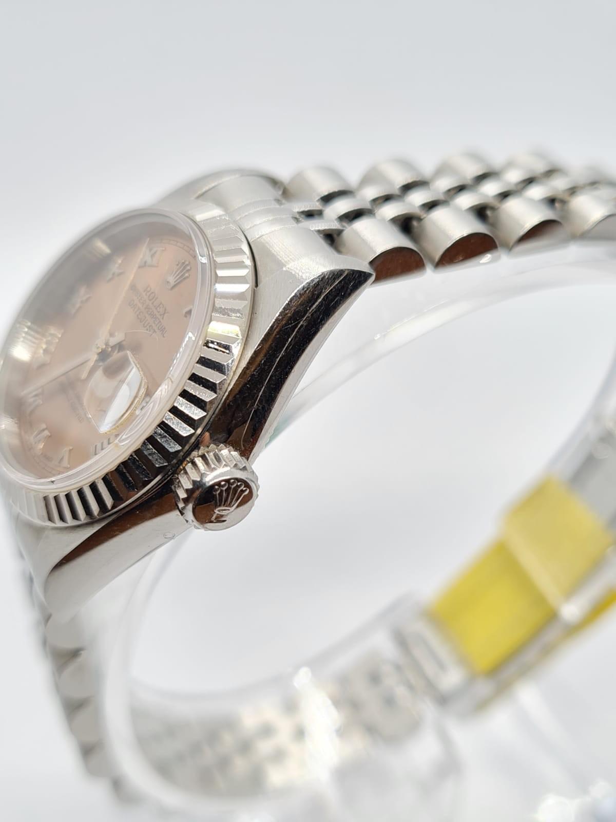 ROLEX Datejust ladies watch, rose gold face and steel strap, 22mm case 1997 comes with original - Image 8 of 19