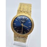 PATEK PHILIPPE GENEVE gent watch with blue face and 18k gold strap,36mm case 1970s model