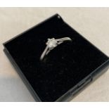 18ct white gold and diamond solitaire ring, 0.28ct diamond faceted cut clear white colour, size P,