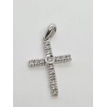 9CT WHITE GOLD DIAMOND SET CROSS 1.2g