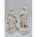 Pair of Meissen candlesticks with added foliage. 25cm tall, weight 2.6kg.