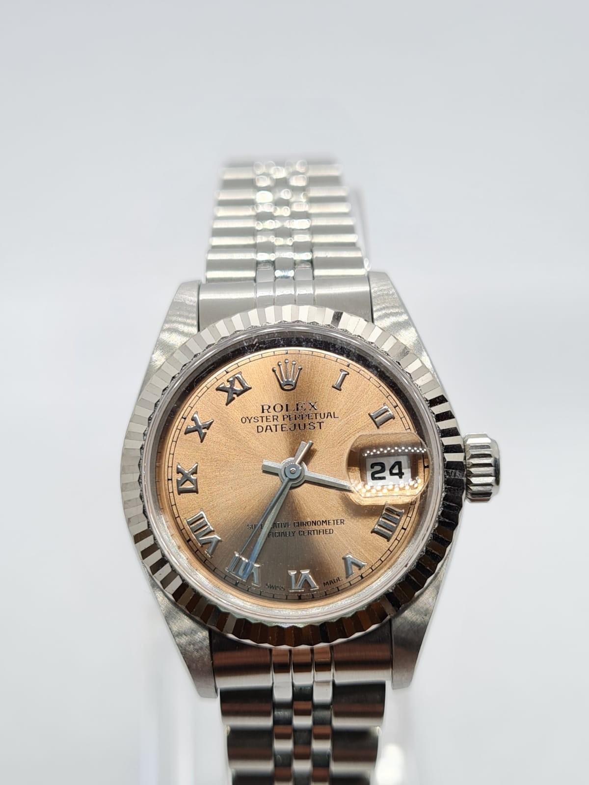 ROLEX Datejust ladies watch, rose gold face and steel strap, 22mm case 1997 comes with original - Image 2 of 19