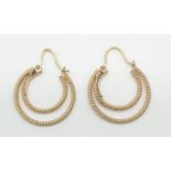 Pair of double hoop 9ct gold earrings, weight 2.8g