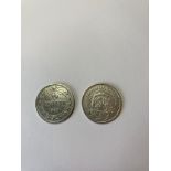 2x silver 1923 Russian 20 Kopeck coins, fine condition