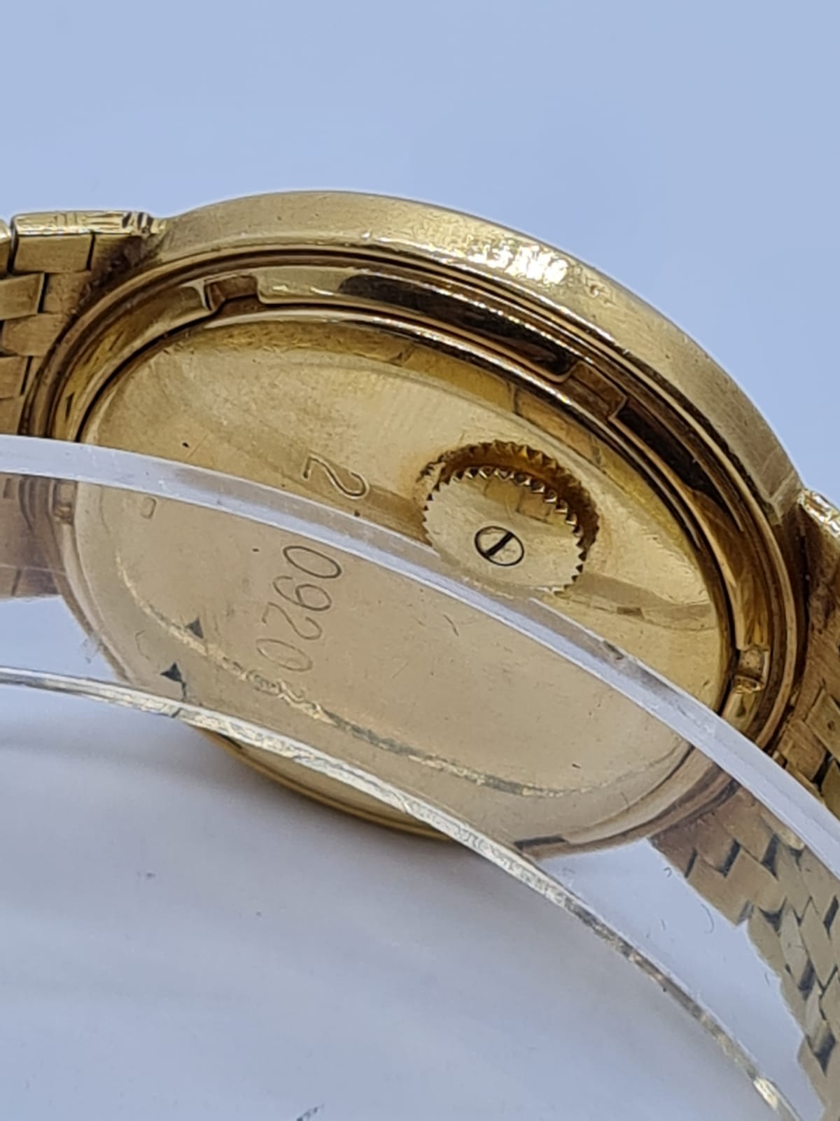 PATEK PHILIPPE GENEVE gent watch with blue face and 18k gold strap,36mm case 1970s model - Image 15 of 17