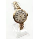 Ladies vintage Rolex watch with original Rolex 9ct gold strap 1920s/30s model, weight 15.6g and 22mm