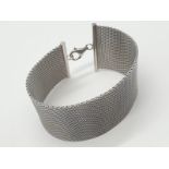 Silver mesh bracelet, weight 36.75g and 16.5cm long 3cm width