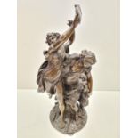 Clodiom bronze statue of two nymphets and a cherub. 41cm tall, weight 7.9kg.