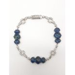 Sapphire and diamond bracelet set in 18ct white gold, weight 15.53g and 19.5cm long approx. Bigger