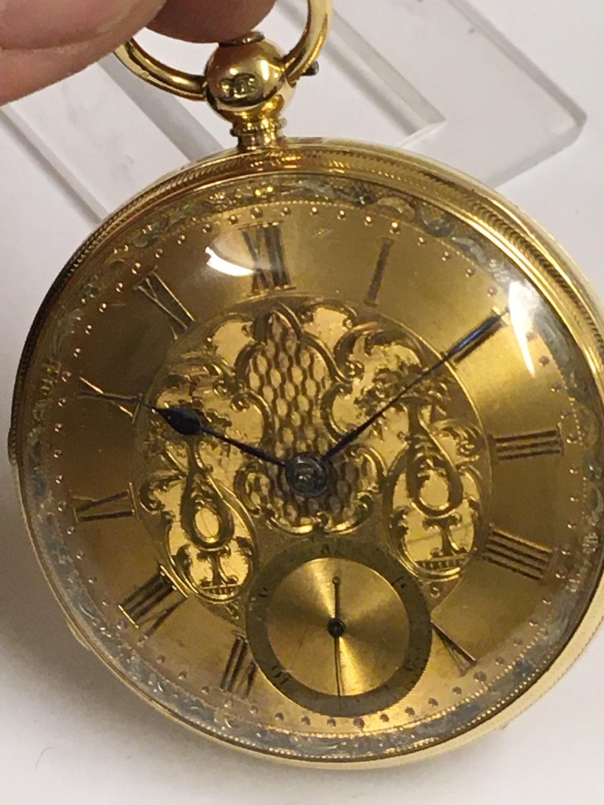 Antique 18ct solid gold gents Pocket chronometer Fusee Pocket watch with large diamond end stone set - Image 4 of 15