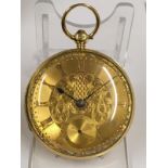 Antique 18ct solid gold gents Pocket chronometer Fusee Pocket watch with large diamond end stone set