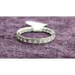 Full eternity diamond platinum ring, weight 2.2g and size L