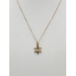 9ct gold small star of David on a 9ct 38cm chain.