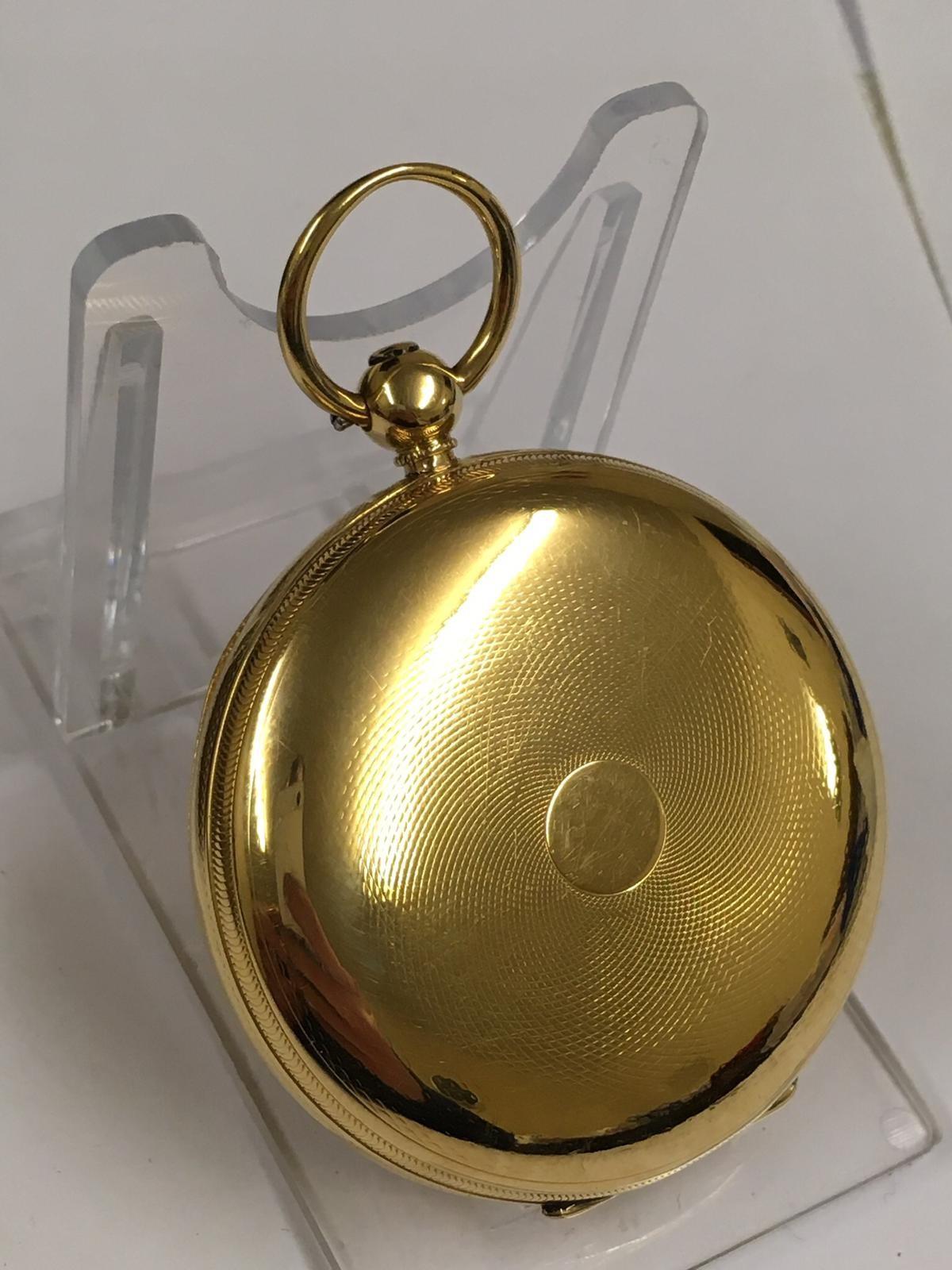 Antique 18ct solid gold gents Pocket chronometer Fusee Pocket watch with large diamond end stone set - Image 7 of 15