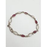 Stone set silver bracelet, weight 6g and 20cm long approx