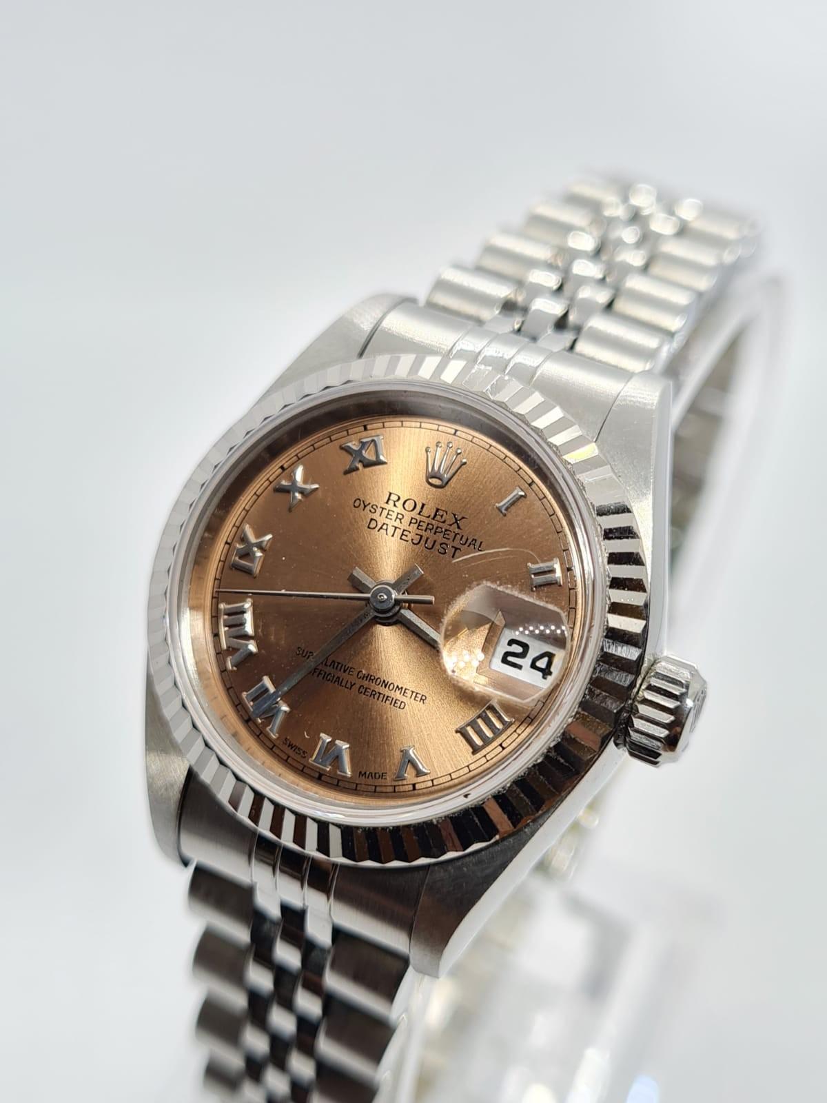 ROLEX Datejust ladies watch, rose gold face and steel strap, 22mm case 1997 comes with original - Image 4 of 19