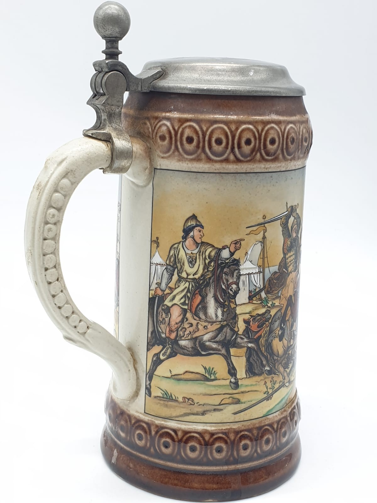 WW2 German Lidded Stein with closed wing eagle and swastika on the lid.