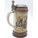 WW2 German Lidded Stein with closed wing eagle and swastika on the lid.