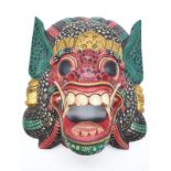 Oriental Ceremonial Carved Wooden Mask, 36cms x 28cms.