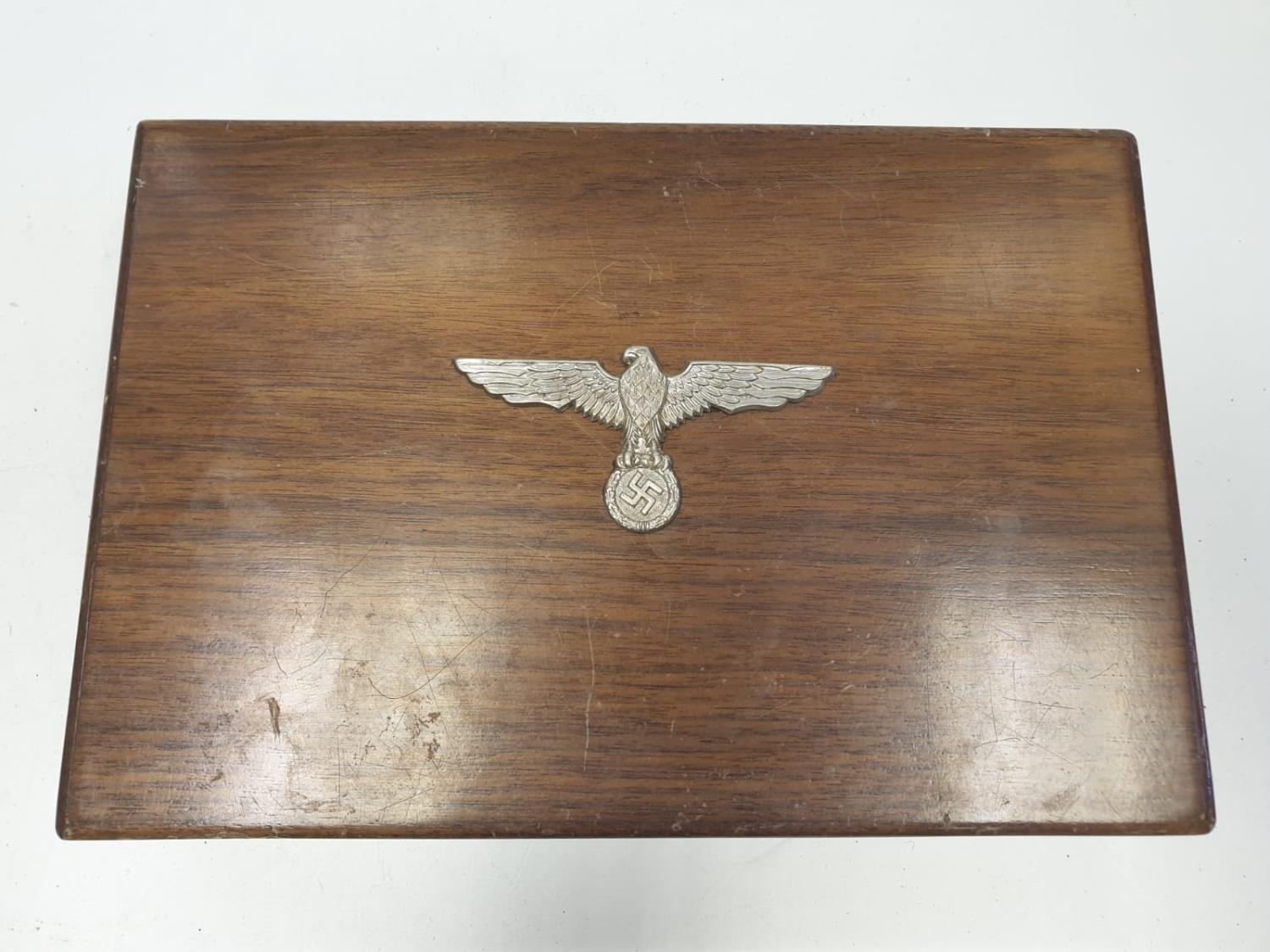 WW2 style German wooden cigar box with German eagle on the top