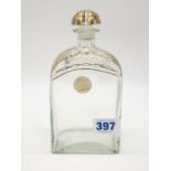 Jerez of Spain Glass decanter with decorated gilt shoulder and stopper 21cms x 10cms, 80g