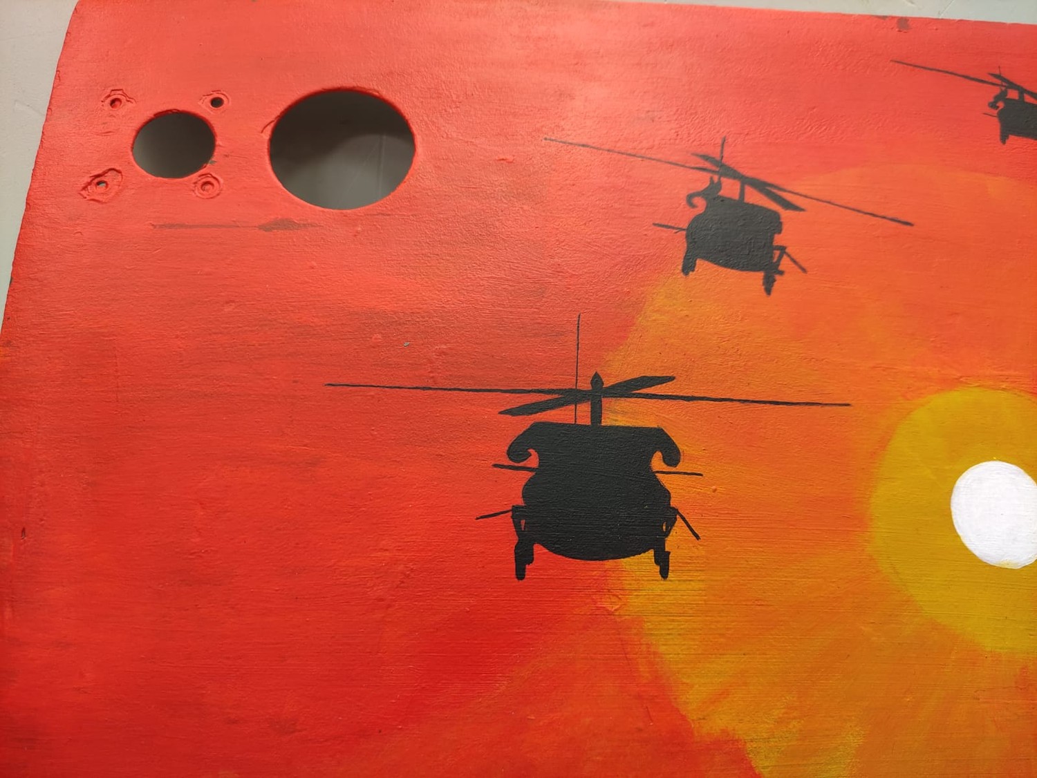 Genuine Vietnam Era Bell Huey UH-1 Helicopter Fragment with post war memorial painting - Image 4 of 5
