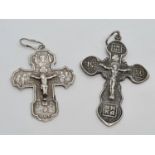 2 Russian Silver Crucifixes circa 1940 8g