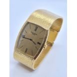 18k gold Patek Phillipe gent watch 1980s model, 28x22mm case and solid gold strap and 17cm long