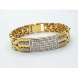 18ct diamond encrusted bracelet, weight 54.2g and 34cm long