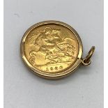 Edwardian 22ct Gold Half Sovereign in 9ct Gold Pendant setting 5.07g