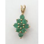 9ct gold emerald pendant, 10x7mm size approx