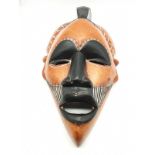 African Hand Carved Mask for Wall Hanging, 46 x 26cms.