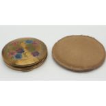 Vintage 1950s/60s darling powder compact having lacquered enamel work to lid showing anemone flowers