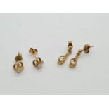 2x pairs of 9ct yellow gold vintage earrings