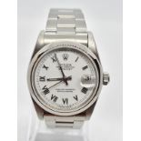 Rolex Oyster Perpetual Datejust chronometer ladies watch with white face and steel strap, 30mm