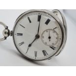 An 1871 silver pocket watch , rear wind and second hand, Roman Numerals, Full working order