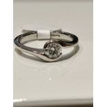 Round brilliant cut solitaire diamond ring (0.30ct SI1, GIA CERTIFIED), set in platinum, weight 3.3g