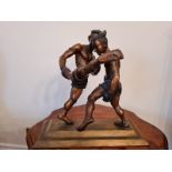 Bronze figure of two MUAY THAI fighters. H40 W39