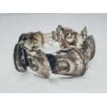 Large vintage silver bracelet, weight 48g, 17cm long and 25mm width